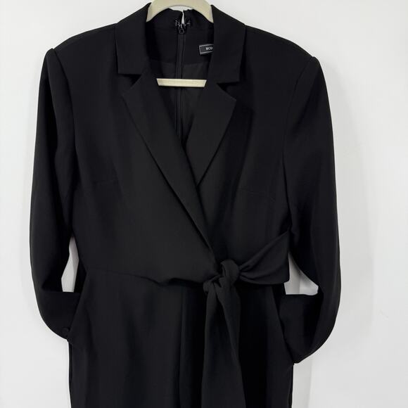 BCBGMAXAZRIA Medium Jumpsuit Long Sleeve Surplice Black Tie Waist Party - Picture 3 of 13